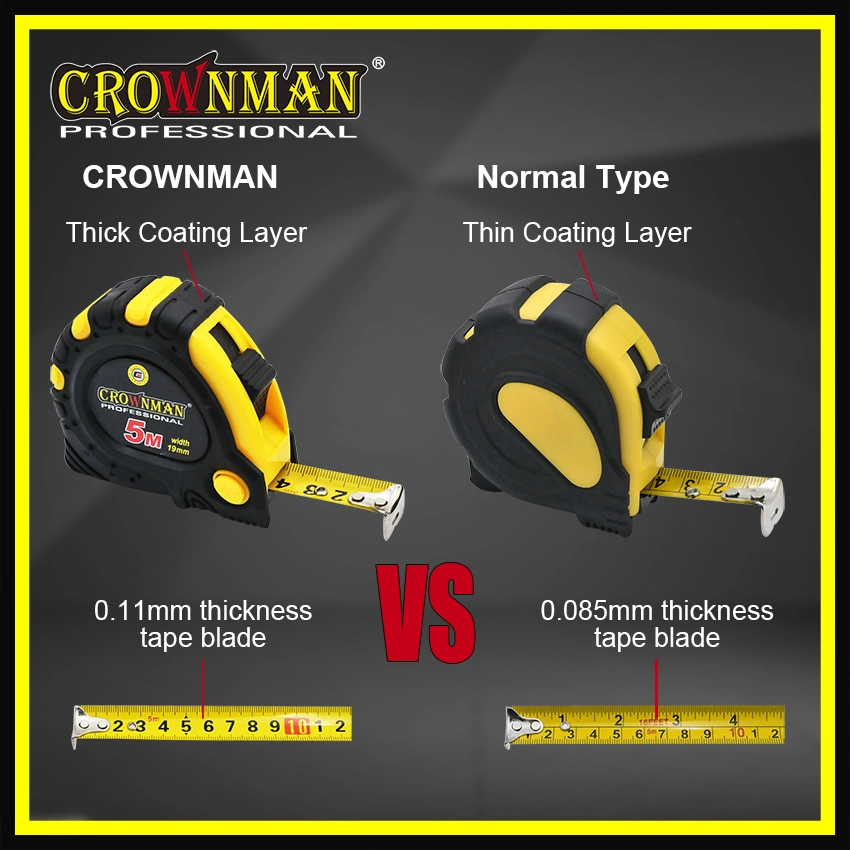 Crownamn Rubber Coated Double Color Measuring Tape for Measuring Use